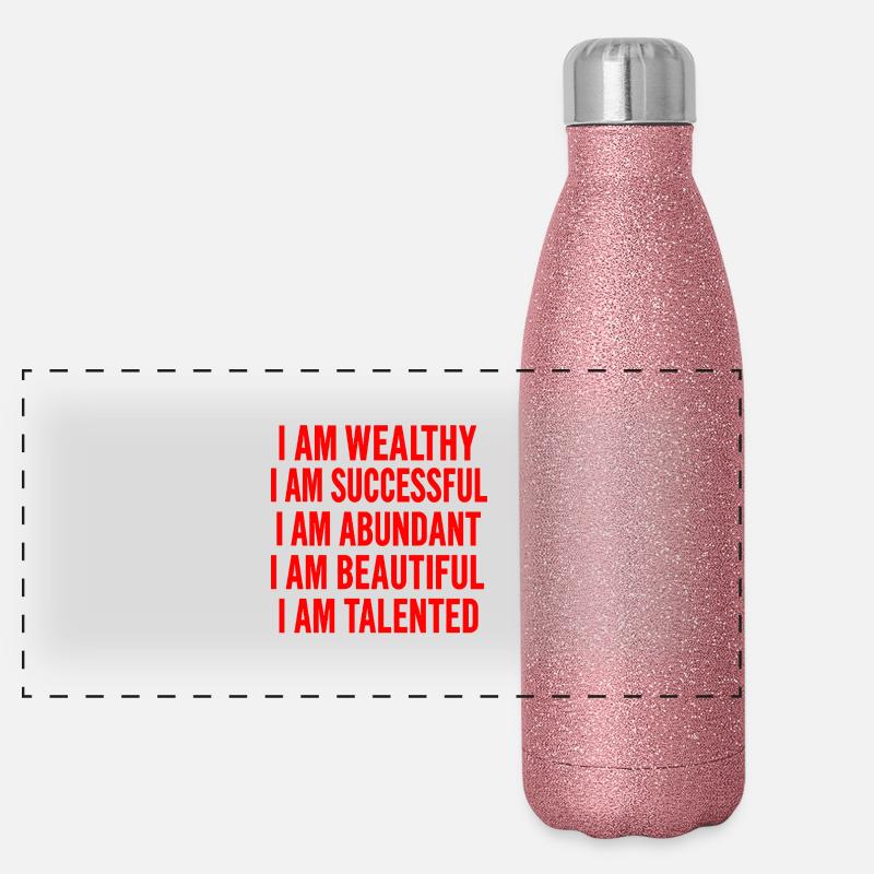 Kraftvolle Selbstliebe-Affirmationen Panorama Glitzer Isolierflasche 500 ml