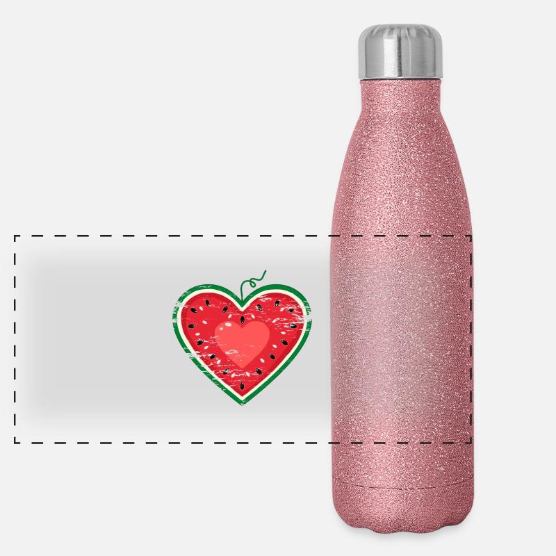 Coeur design pastèque utilisé Gourde isotherme panoramique pailletée 500 ml