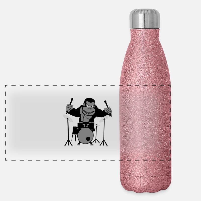 Drumming Gorilla Panoramic Glitter Thermal Bottle 500 ml