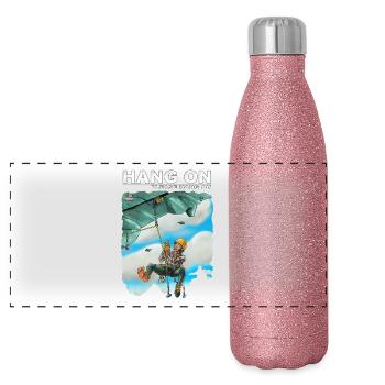 Hängen Sie ein bitte hängen - Panorama Glitzer Isolierflasche 500 ml - Pink Glitzer - Vorne