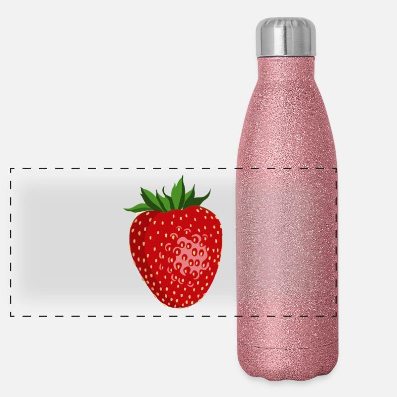 RED STRAWBERRY - Erdbeeren sind GEIL Panorama Glitzer Isolierflasche 500 ml