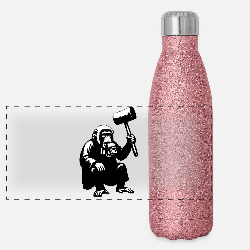 Singe juge avec un marteau géant Gourde isotherme panoramique pailletée 500 ml