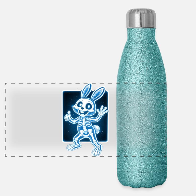 Squelette de lapin à rayons X Drôle de design d’Halloween Gourde isotherme panoramique pailletée 500 ml