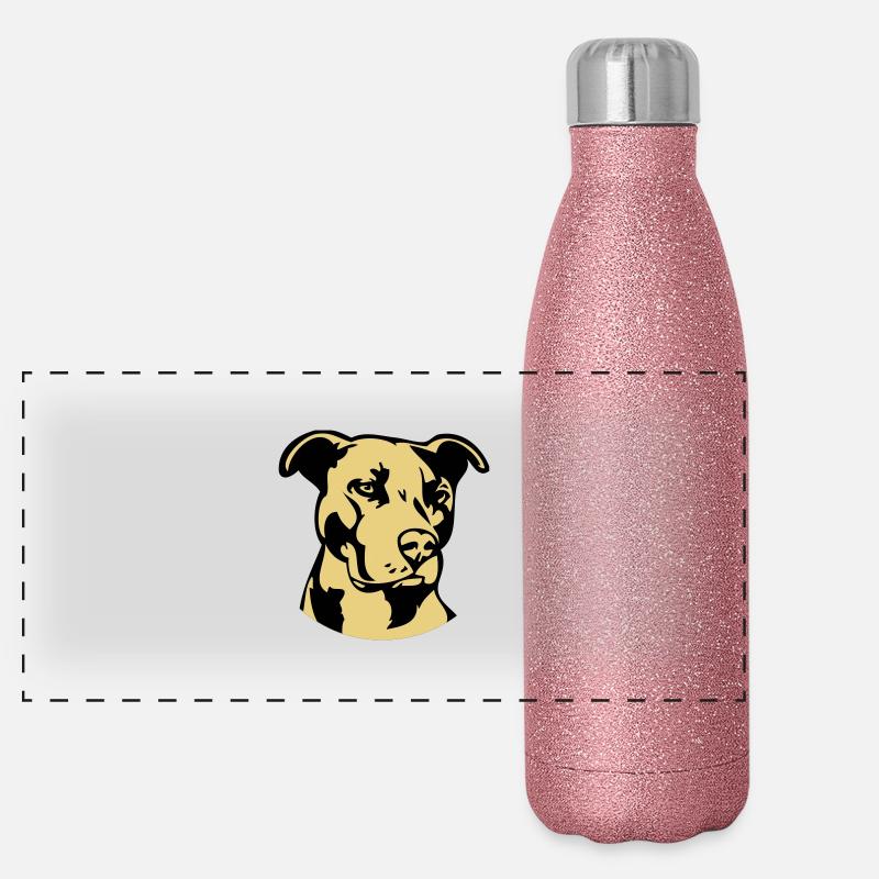 Pitbull zweifarbig - Hund Kampfhund Panorama Glitzer Isolierflasche 500 ml