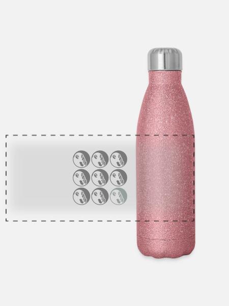 Motif Denkeraffe - Gourde isotherme panoramique pailletée 500 ml - paillettes roses - Devant