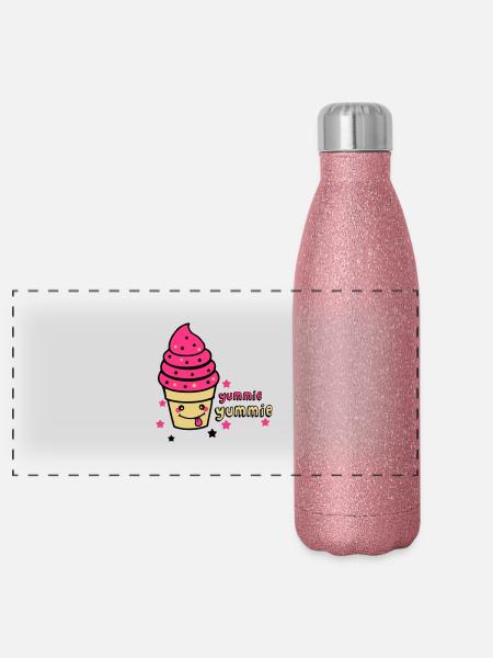 yummie yummie - Panorama Glitzer Isolierflasche 500 ml - Pink Glitzer - Vorne
