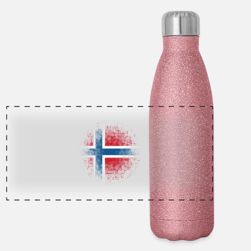 Norwegen Flagge Panorama Glitzer Isolierflasche 500 ml