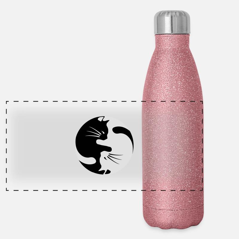 chat yin yang Gourde isotherme panoramique pailletée 500 ml