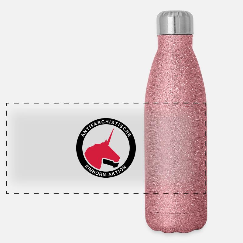 Antifaschistische Einhorn-Aktion Panorama Glitzer Isolierflasche 500 ml