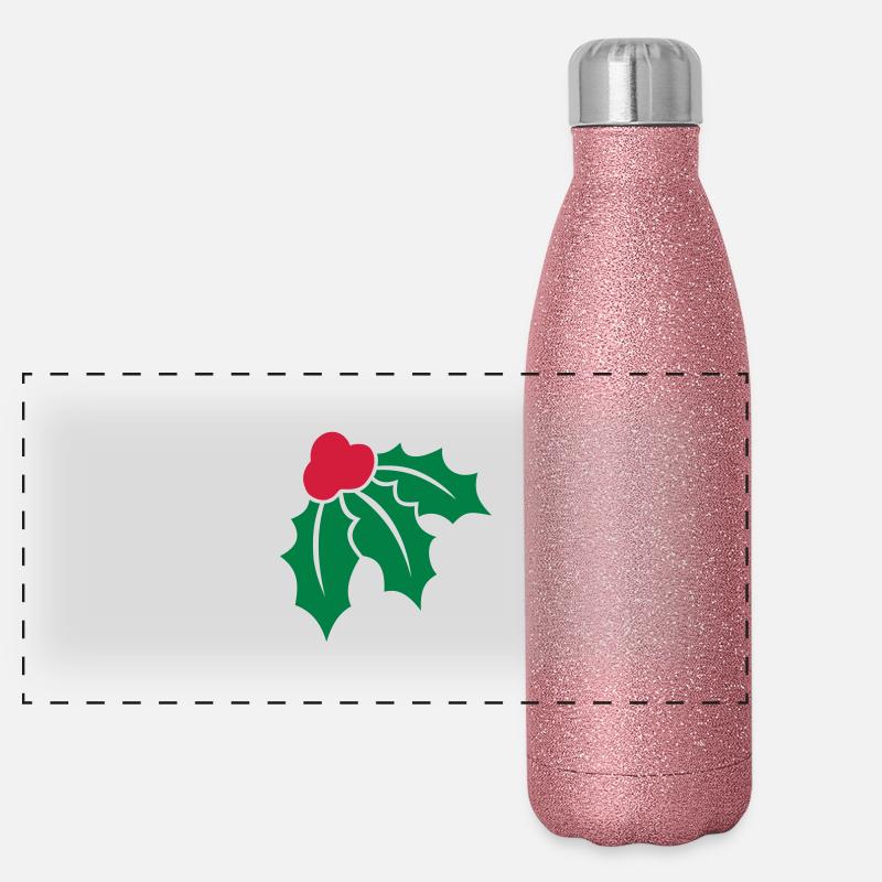 Weihnachtsstechpalme 2 Panorama Glitzer Isolierflasche 500 ml