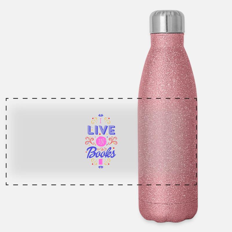 I live in books Panoramic Glitter Thermal Bottle 500 ml
