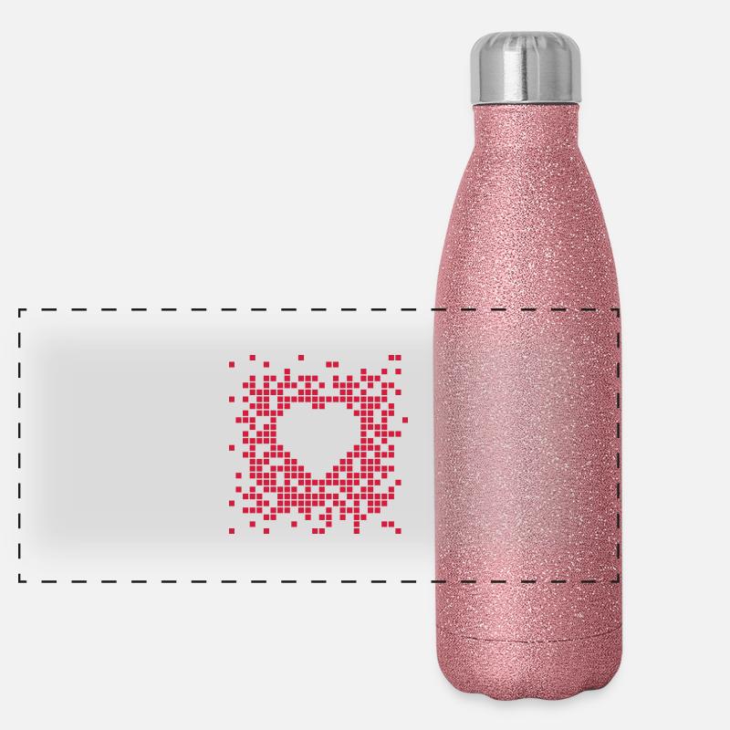 Pixel Heart Panoramic Glitter Thermal Bottle 500 ml