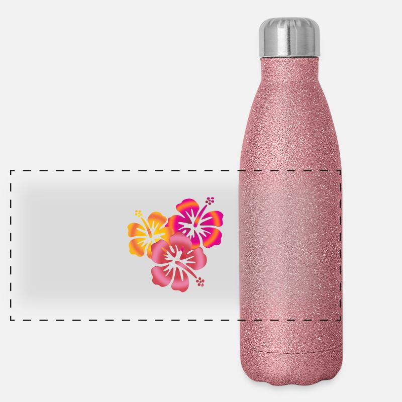 BALI Hibiscus flowers Panoramic Glitter Thermal Bottle 500 ml