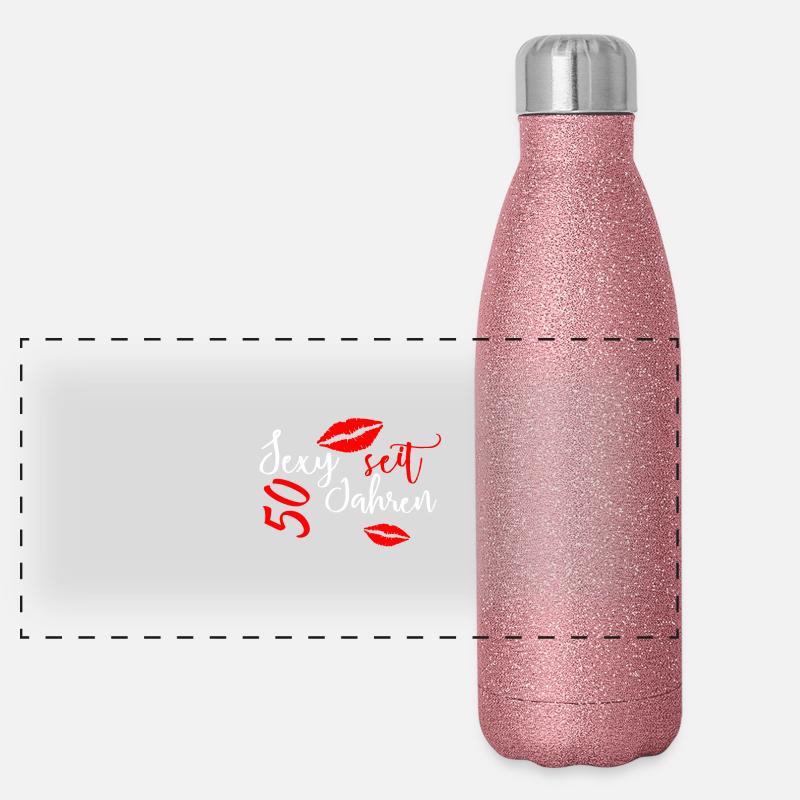 Sexy seit 50 Jahren Panorama Glitzer Isolierflasche 500 ml