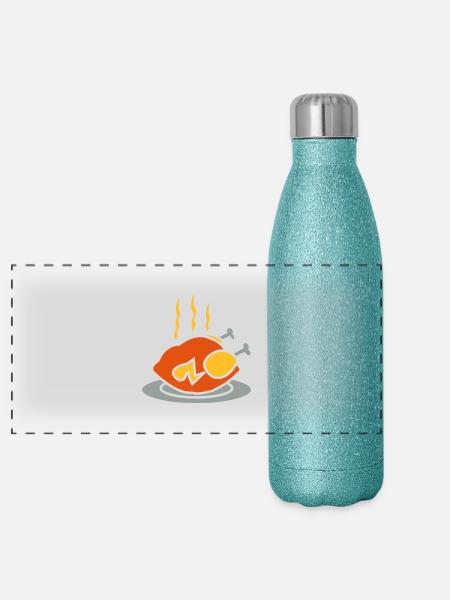 tasty roasted chicken - Panoramic Glitter Thermal Bottle 500 ml - blue glitter - Front
