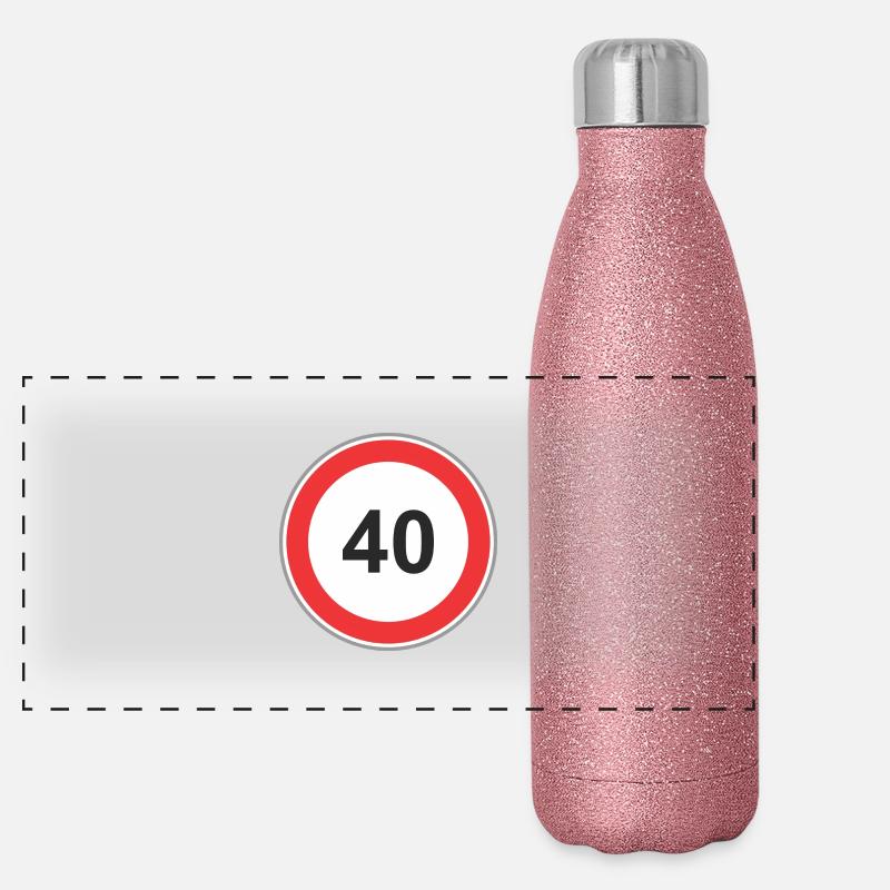 Verkehrsschild 40 - Panorama Glitzer Isolierflasche 500 ml - Pink Glitzer