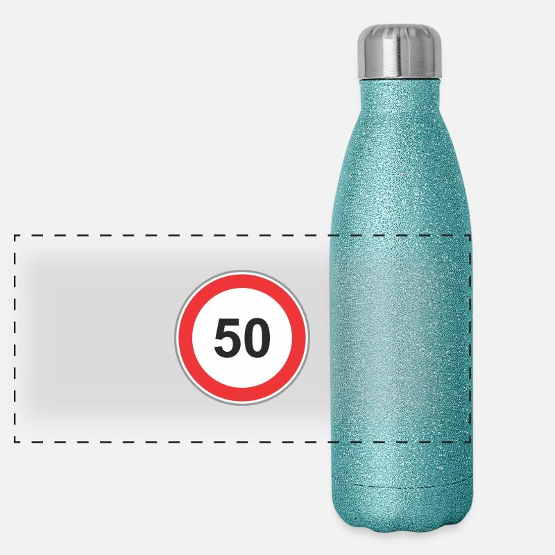 Verkehrsschild 50 Panorama Glitzer Isolierflasche 500 ml