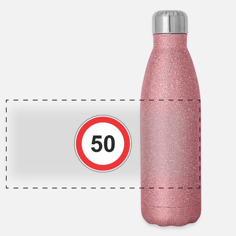 Road sign 50 Panoramic Glitter Thermal Bottle 500 ml