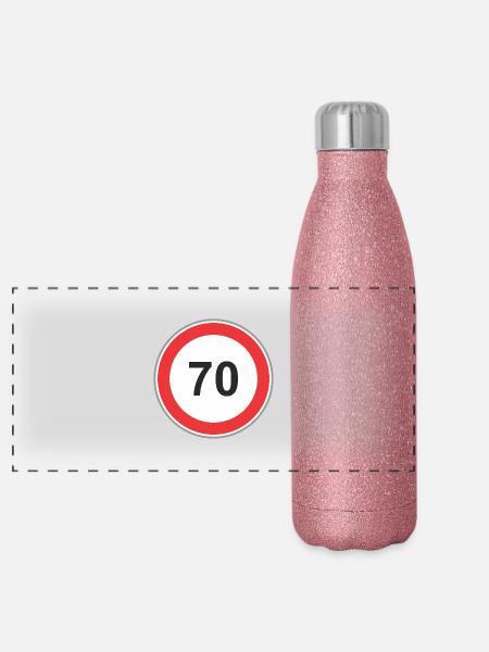 Panneau routier 70 - Gourde isotherme panoramique pailletée 500 ml - paillettes roses