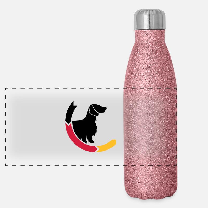 Dackel Langhaar 2 Deutschland 3c Panorama Glitzer Isolierflasche 500 ml