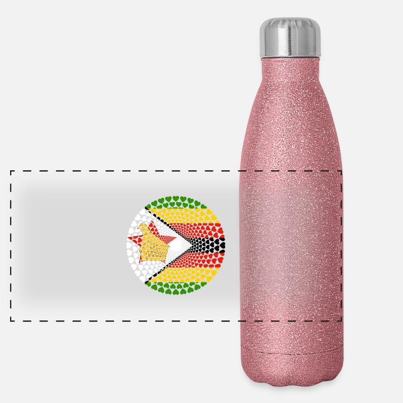 Zimbabwe Simbabwe Great Zimbabwe Love HERZ Mandala Panorama Glitzer Isolierflasche 500 ml