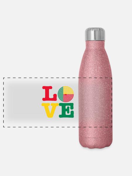 coeur Bénin - Gourde isotherme panoramique pailletée 500 ml - paillettes roses - Devant