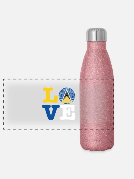 ST LUCIA HEART - Panoramic Glitter Thermal Bottle 500 ml - pink glitter - Front