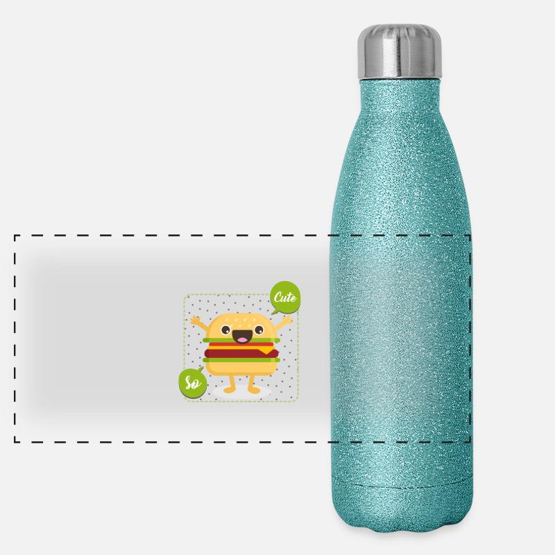 cute hamburger Panoramic Glitter Thermal Bottle 500 ml
