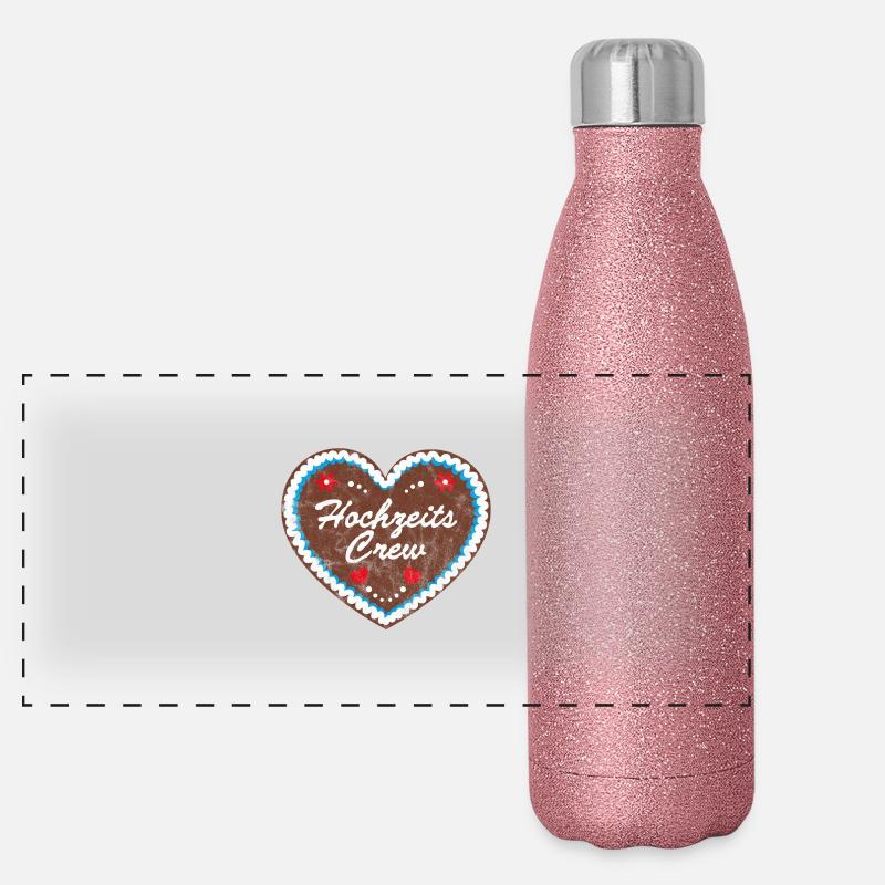 Lebkuchenherz "Hochzeits-Crew" grunge look Panorama Glitzer Isolierflasche 500 ml