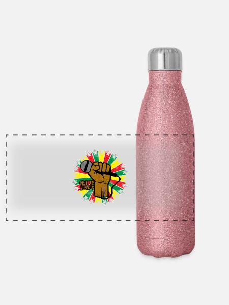 Reggae - Panorama Glitzer Isolierflasche 500 ml - Pink Glitzer - Vorne