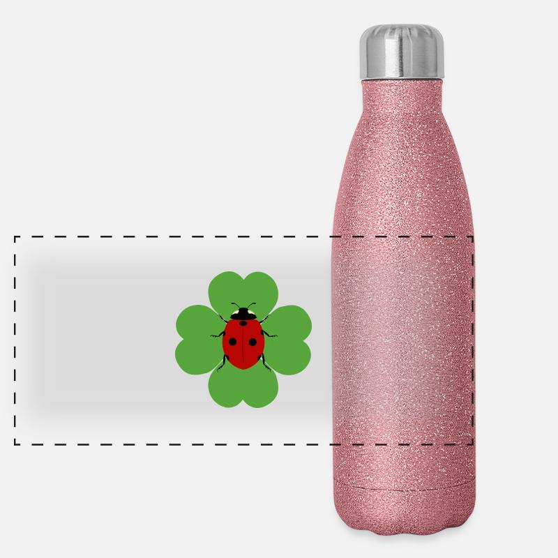Kleeblatt Marienkäfer Panorama Glitzer Isolierflasche 500 ml