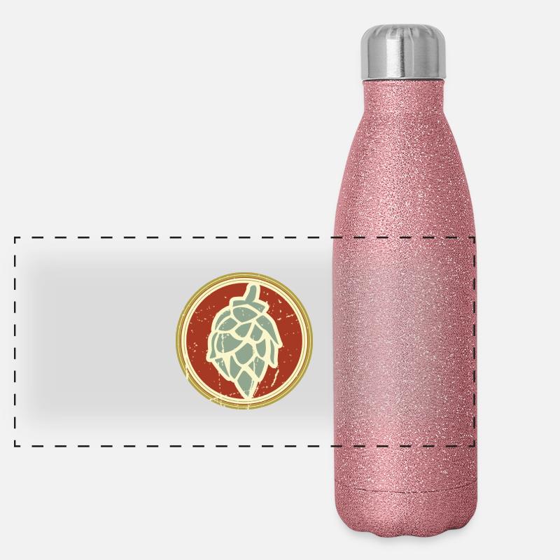 Hopfen Retro Panorama Glitzer Isolierflasche 500 ml