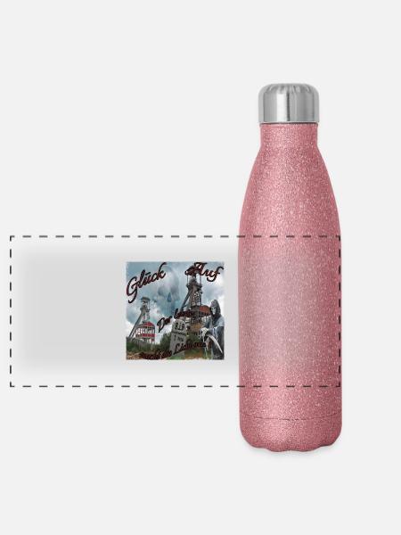 Der Letzte macht das Licht aus! Tasse - Panorama Glitzer Isolierflasche 500 ml - Pink Glitzer - Vorne