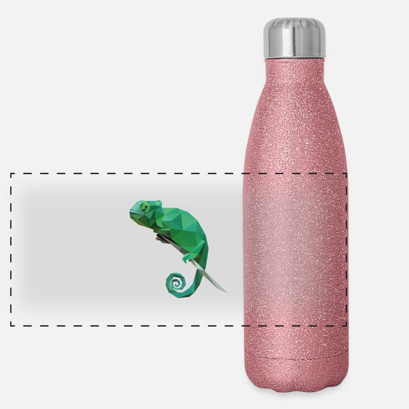 Chamäleon Chamäleons T-Shirt Geschenk Reptilien Panorama Glitzer Isolierflasche 500 ml