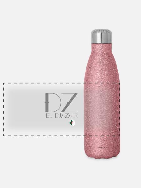 DZ EL Djazair gris - Gourde isotherme panoramique pailletée 500 ml - paillettes roses - Devant