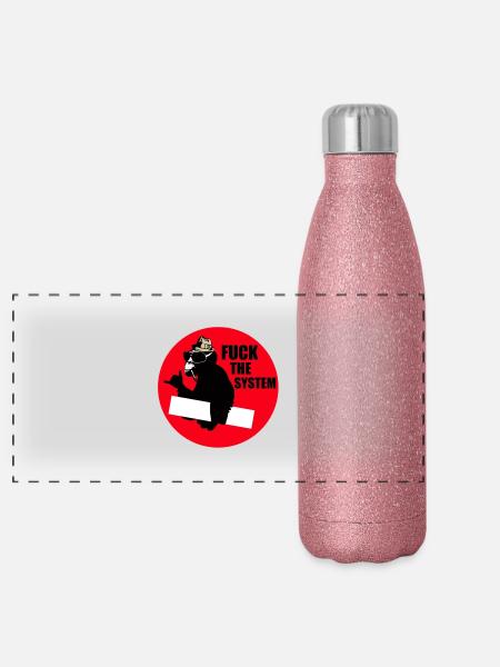 baiser le système - Gourde isotherme panoramique pailletée 500 ml - paillettes roses - Devant