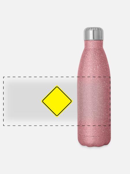 Warnschild Gelb Leer - 2 Farb Vektor - Panorama Glitzer Isolierflasche 500 ml - Pink Glitzer - Vorne