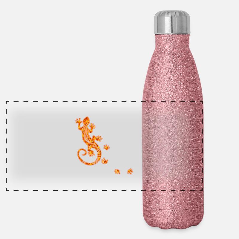 Running Gecko Fire Panorama Glitzer Isolierflasche 500 ml