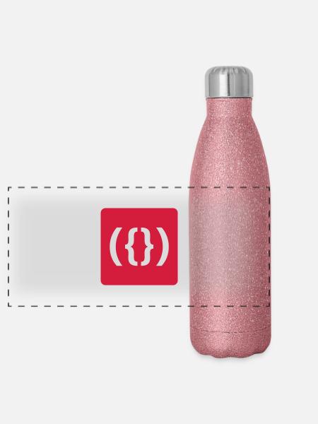 Intoxiqué de Pussy! - Gourde isotherme panoramique pailletée 500 ml - paillettes roses - Devant