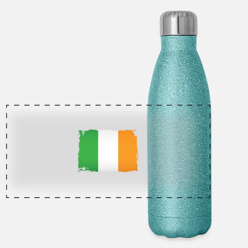 Drapeau irlandais en Gourde isotherme panoramique pailletée 500 ml