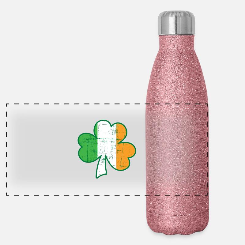 Irish flag uk Panoramic Glitter Thermal Bottle 500 ml