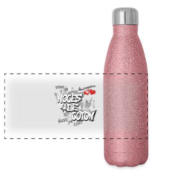 Noces de coton LUI.png - Gourde isotherme panoramique pailletée 500 ml - paillettes roses - Devant
