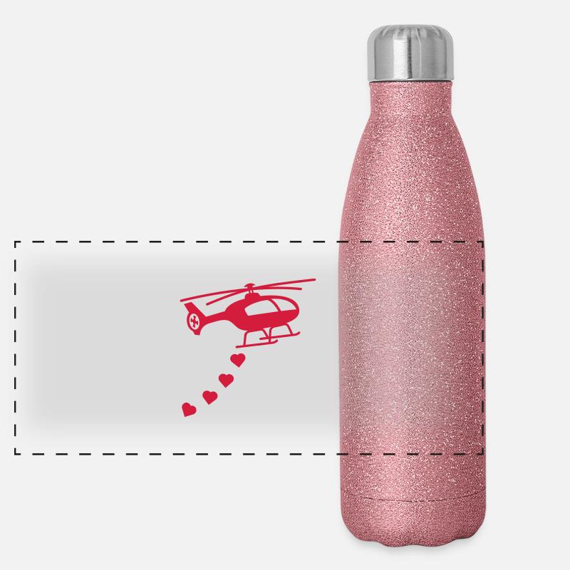 Un hélicoptère militaire lâche des bombes d'amour Gourde isotherme panoramique pailletée 500 ml