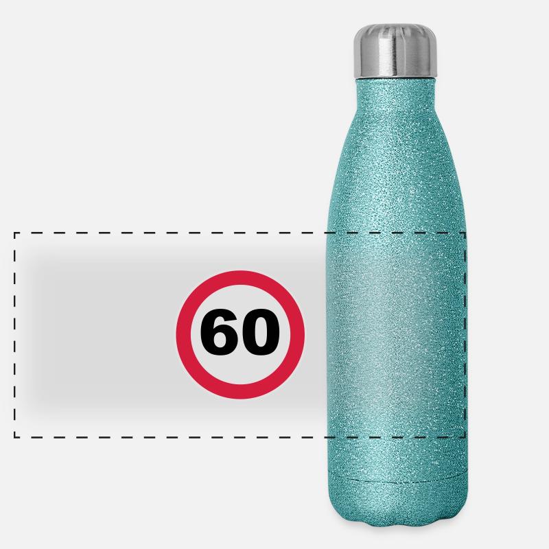 60. Geburtstag 60 Runder Geburtstag rund 3c Panorama Glitzer Isolierflasche 500 ml