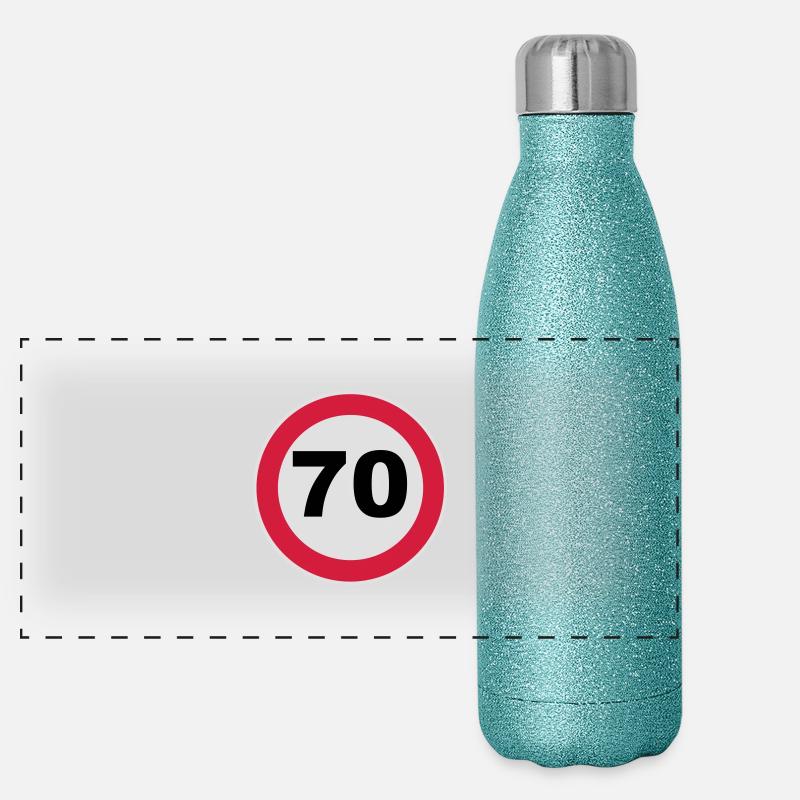 70. Birthday 70 70er round birthday 3c Panoramic Glitter Thermal Bottle 500 ml