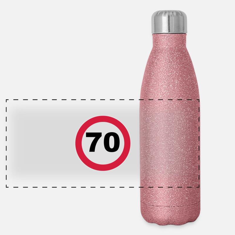 70. Birthday 70 70er round birthday 3c - Panoramic Glitter Thermal Bottle 500 ml - pink glitter