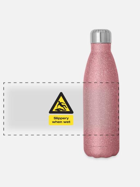 Slippery When Wet - Panoramic Glitter Thermal Bottle 500 ml - pink glitter - Front