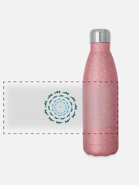 Hammerhai Circle - Panorama Glitzer Isolierflasche 500 ml - Pink Glitzer - Vorne