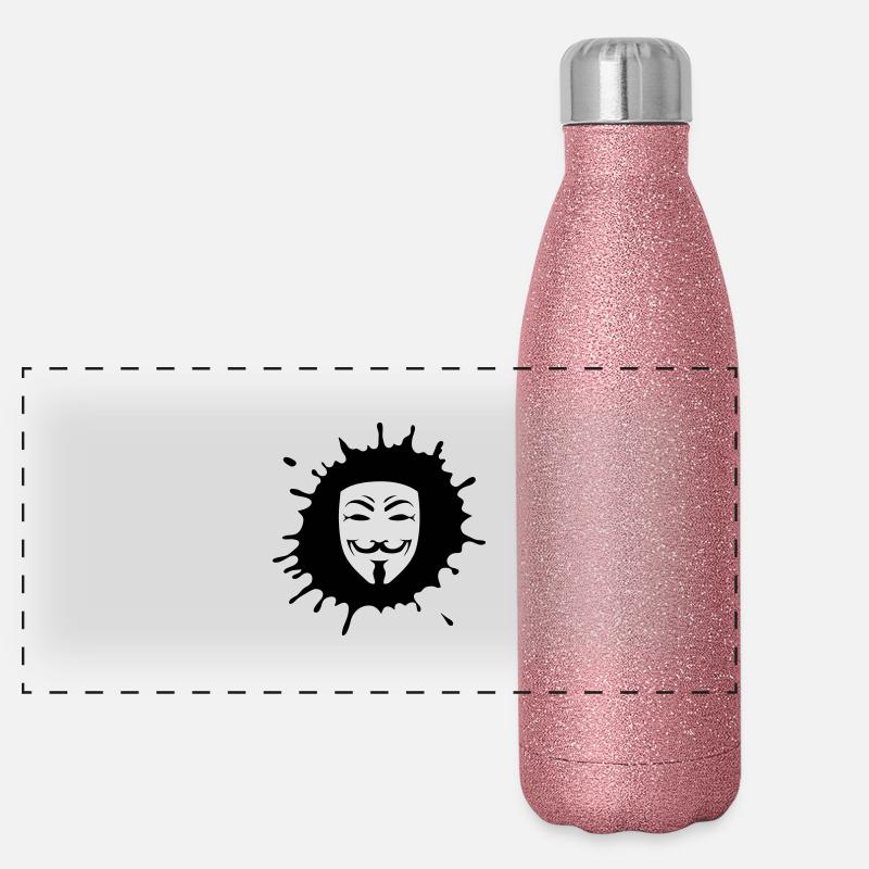 anonymous geek symbol of internet revolution nerd Gourde isotherme panoramique pailletée 500 ml