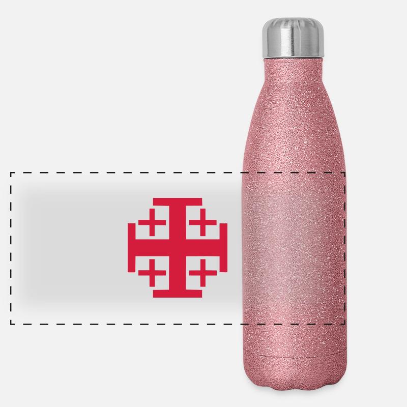 jerusalem Kreuz christliches Symbol Panorama Glitzer Isolierflasche 500 ml